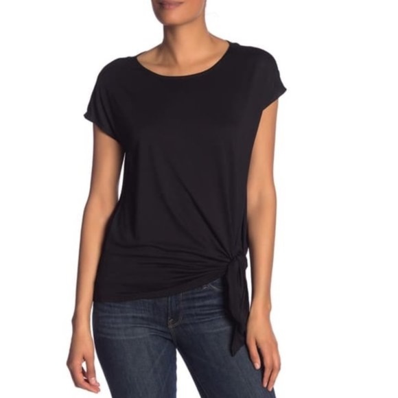 Max Studio Knotted Hem Jersey T-Shirt - Picture 1 of 6